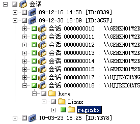 “还原管理器”窗口。 “按会话还原”已展开。