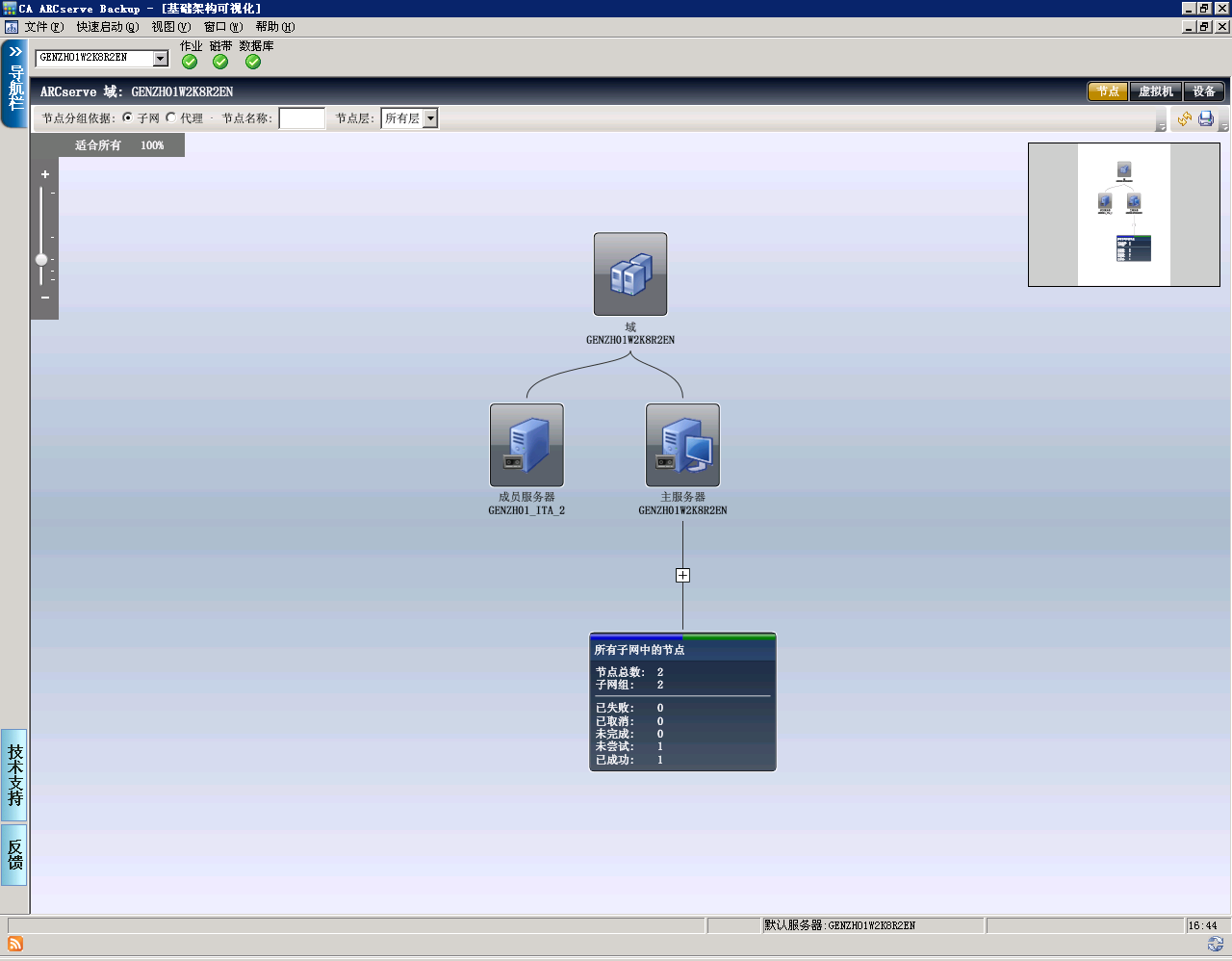 默认情况下，基础架构可视化在打开时显示节点视图。