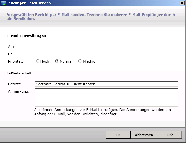 Fenster "Bericht per E-Mail senden"