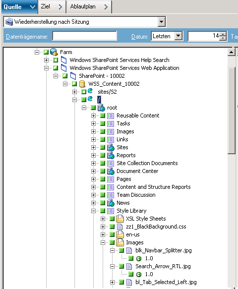 Durchführen einer Wiederherstellung auf Dokumentebene an dem alternativen Speicherort in SharePoint 2010