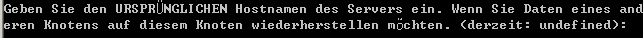Geben Sie den Hostnamen des Knotens an, auf dem Sie Daten in "sapsetup" gesichert haben.