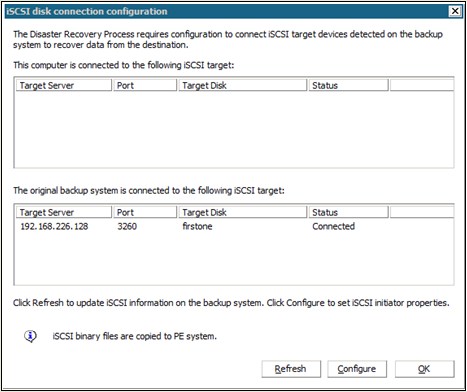 Fenster "Konfiguration der Verbindung des iSCSI-Datenträgers"