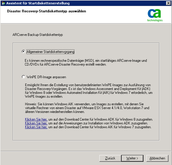 Assistent für Bootkit-Erstellung - Anpassen des WinPE DR-Image