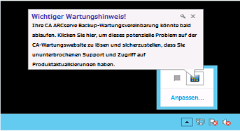 Wartungsbenachrichtigung Windows Server 2012