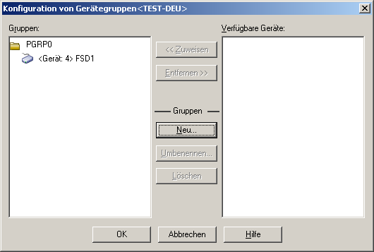 Konfiguration der Gerätegruppe in einer SAN-Umgebung