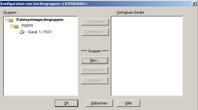 Dialogfeld "Konfiguration von Gerätegruppen".