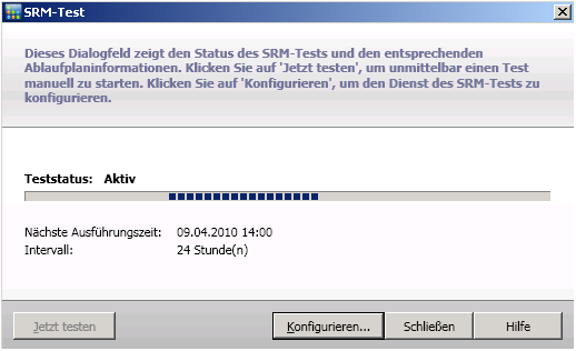 Dialogfeld "SRM-Tester-Status"