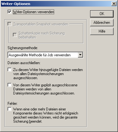 Dialogfeld "Writer-Optionen"
