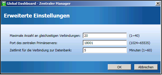 Zentraler Manager: Erweiterte Einstellungen