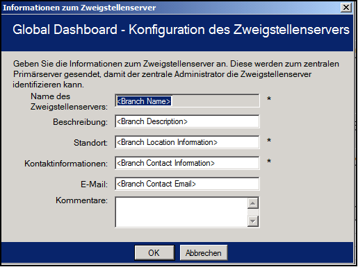 Ändern der Konfiguration des Zweigstellenservers