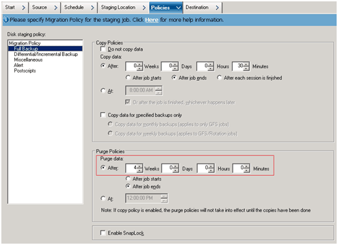 Backup Manager Policies Tab_Migration Policy for Custom Schedule for SFB