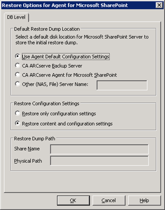 Restore Options Agent in Microsoft SharePoint