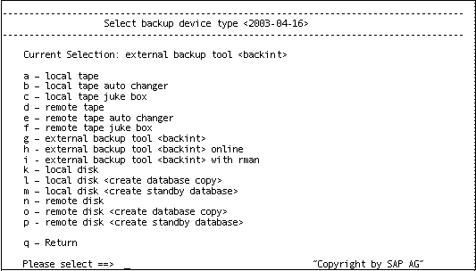 Offline Select Backup Device