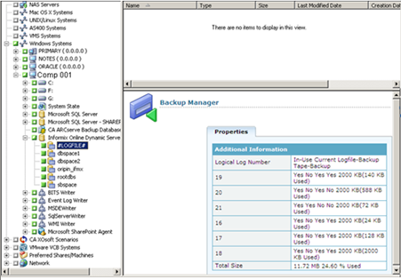 Backup Manager Tree View