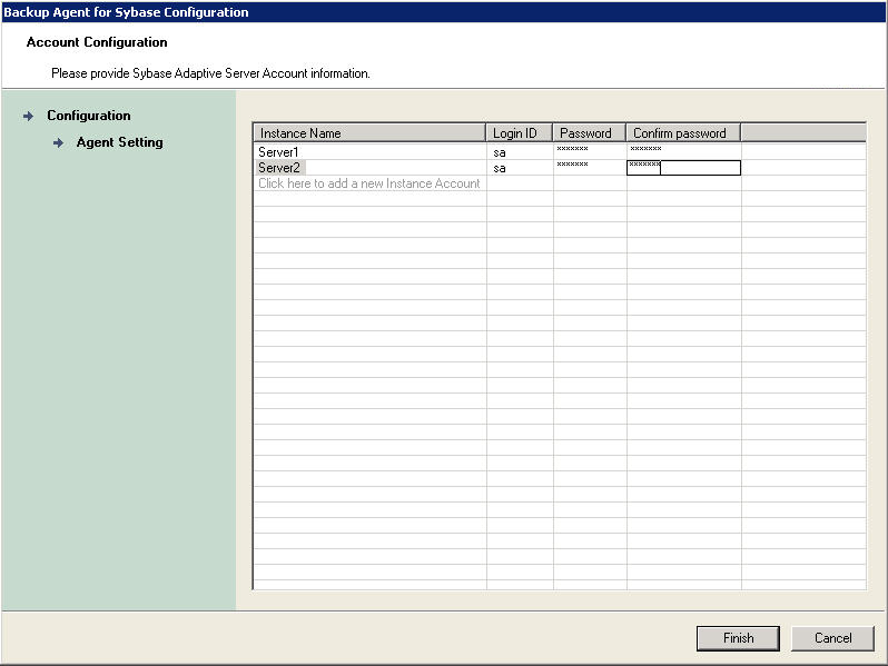 Configure the Agent for Sybase to support multiple Sybase instances.