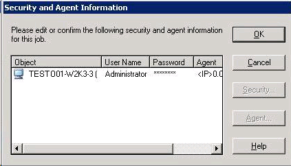 Back Up Offline Databases_Security and Agent Information Dialog