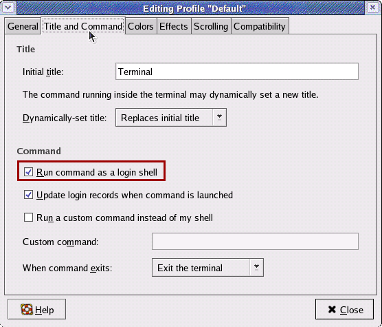 X Windows Terminal dialog.