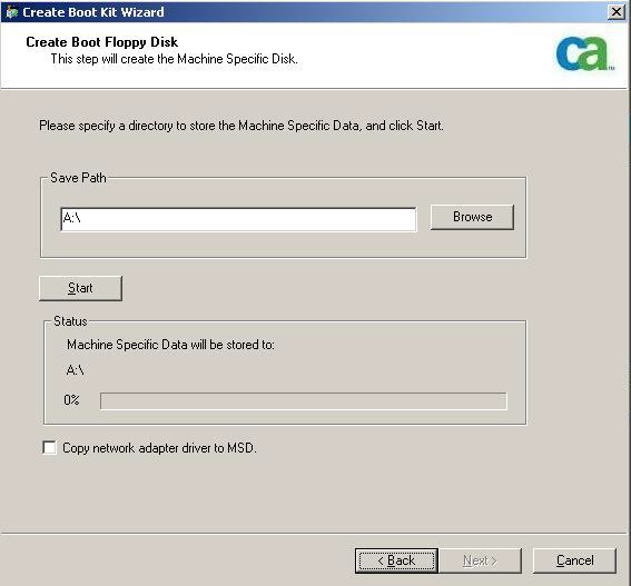 Create Boot Floppy Disk dialog