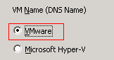 Specify the VMware option on the Recover Virtual Machine screen.