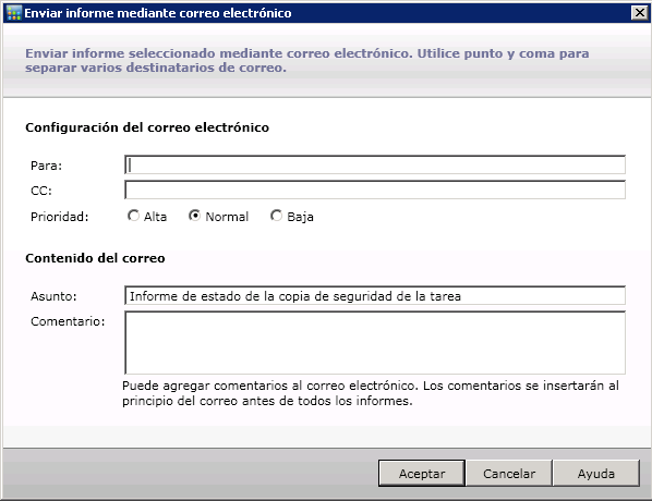 Enviar informe mediante correo electrónico