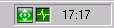 Bandeja del sistema de Windows que muestra el icono de bandeja de la notificación de mantenimiento.