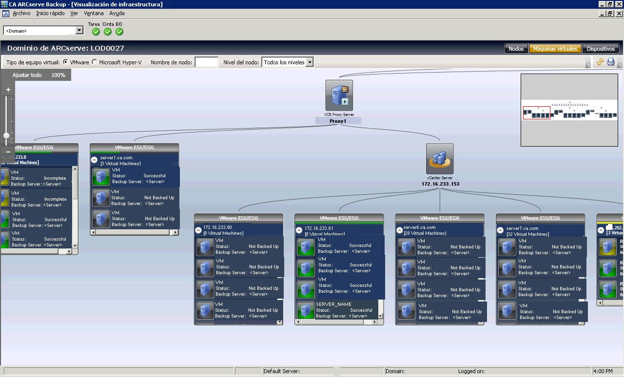 Vista de máquina virtual filtrada por tipo de VMware