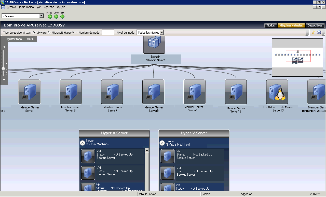 Vista de máquina virtual filtrada por tipo de Hyper-V