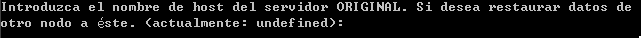 Especifique el nombre de host del nodo en el que se ha realizado la copia de seguridad de los datos durante la ejecución de sapsetup.