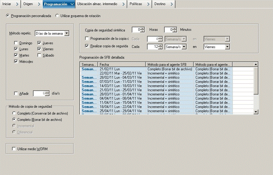 Backup Manager Schedule Tab_Custom Schedule for SFB