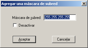 Cuadro de diálogo Agregar una máscara de subred.