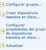 Gestor de dispositivos: acceso directo a Configurar grupos.