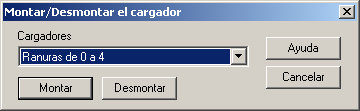 Cuadro de diálogo Montar/Desmontar. Se especifican las ranuras 0 a 4.