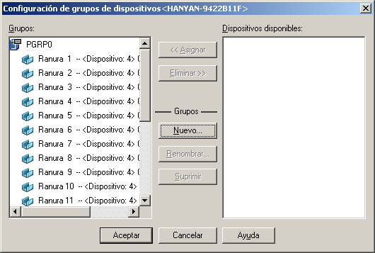 Configuración del grupo de dispositivos en un entorno SAN