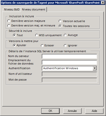 Boîte de dialogue Options de restauration de niveau document dans Microsoft SharePoint