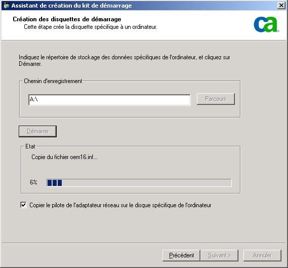 Création des disquettes de démarrage