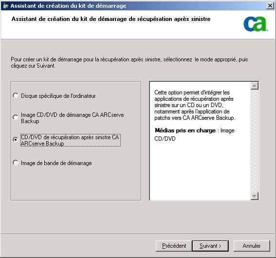 BSBAB---Option CD/DVD CA ARCserve Backup DR scr-drow