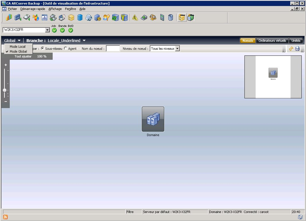Le mode Global vous permet de sélectionner une branche à afficher