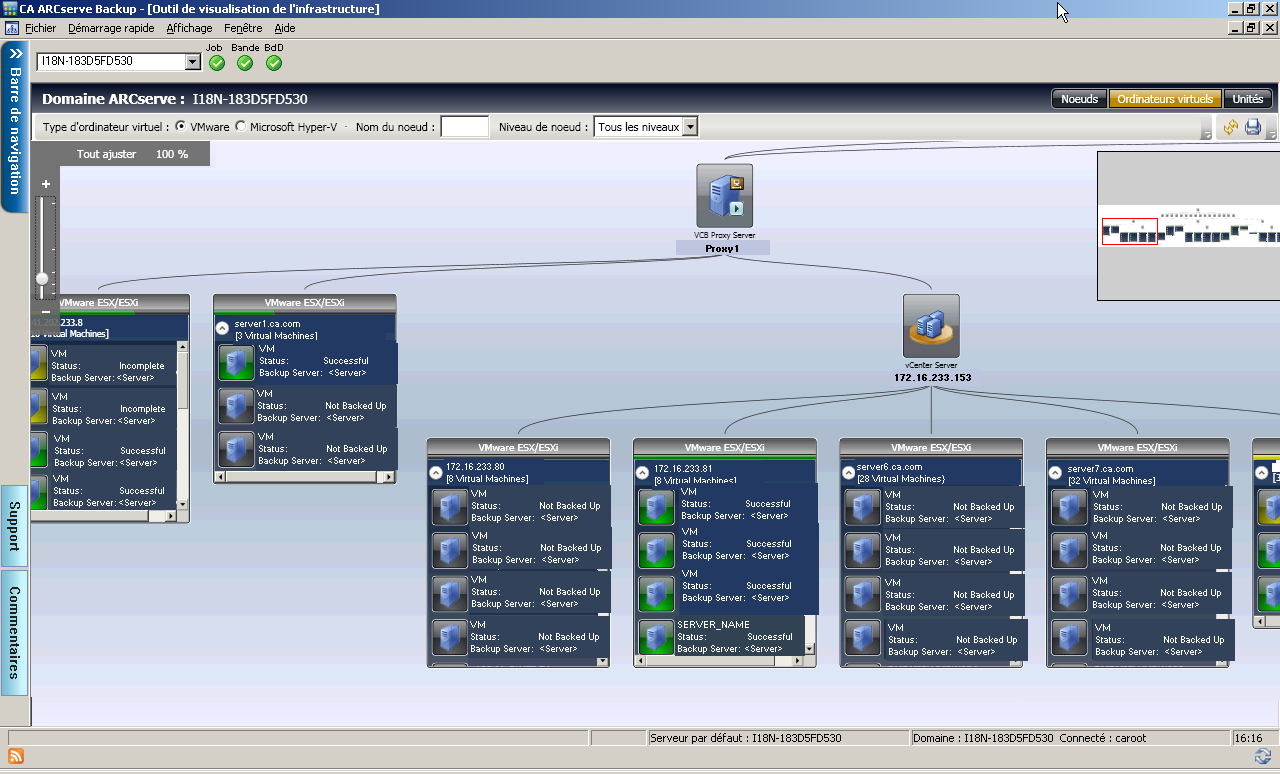 Vue d'ordinateur virtuel filtrée par type VMware