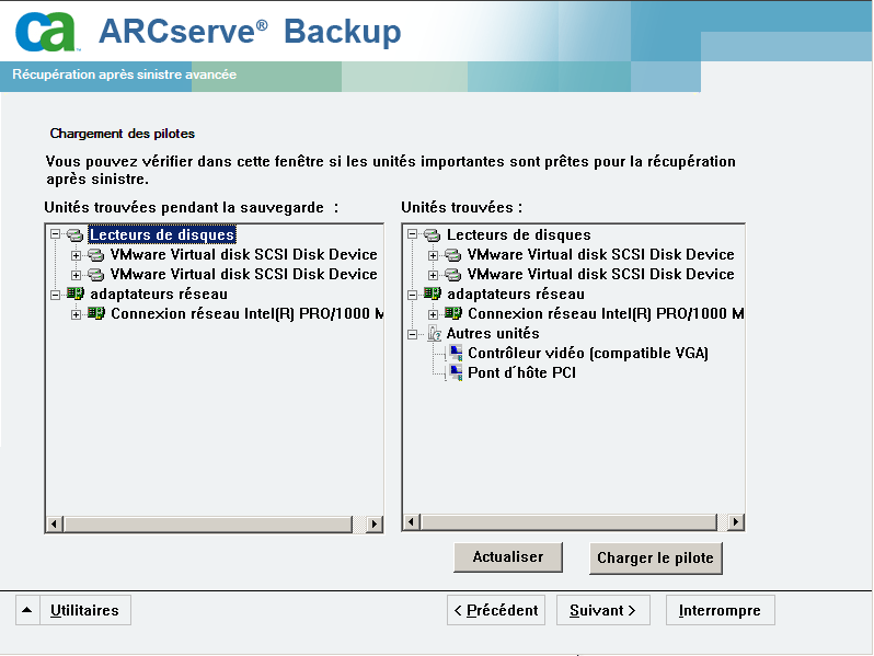 Boîte de dialogue Chargement des pilotes