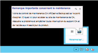 Message de notification de maintenance Windows Server 2012