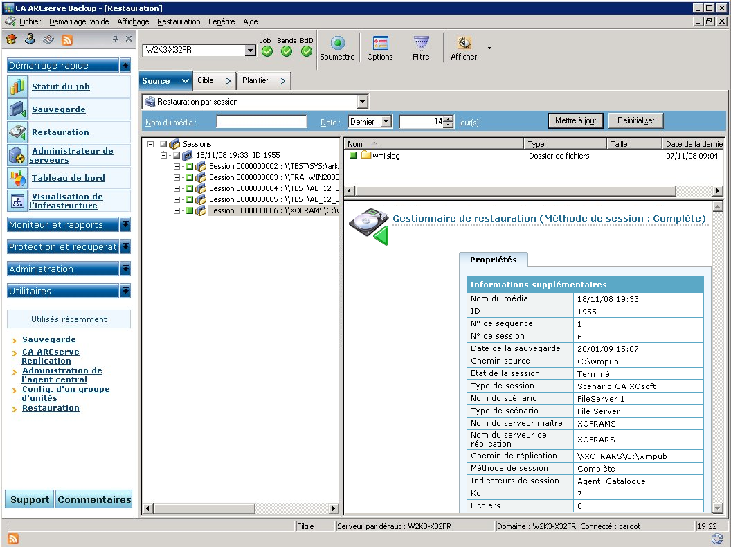 Gestionnaire de restauration, Restauration par session