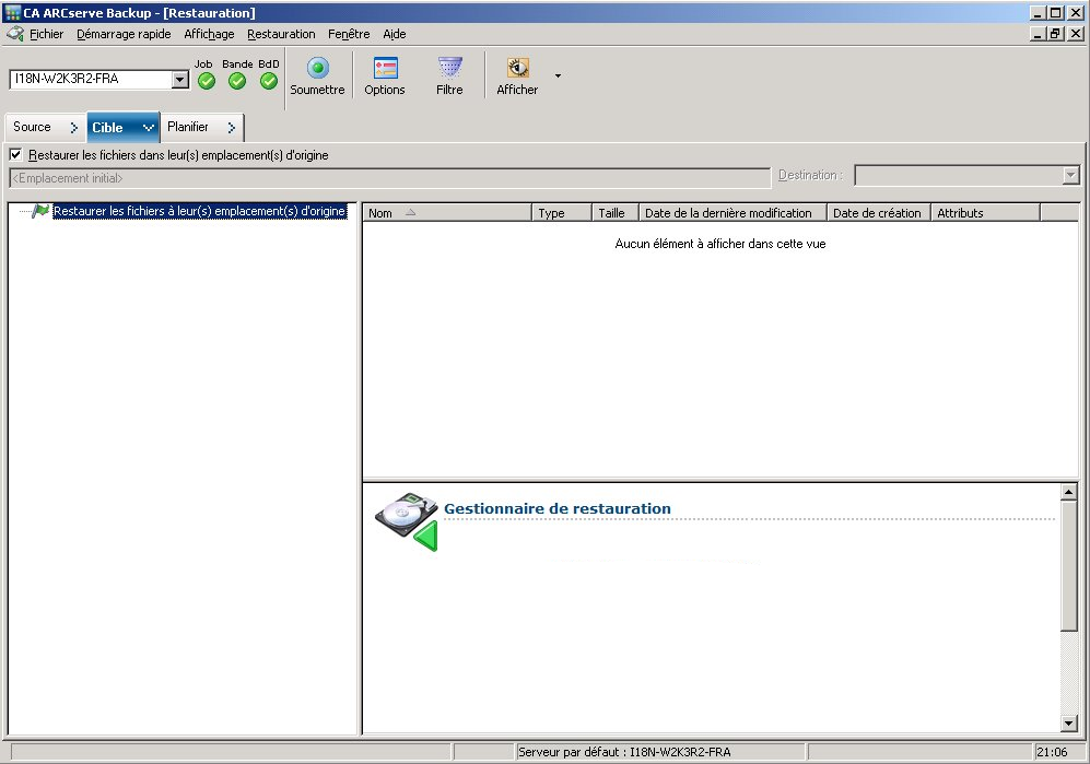 Restauration par session - Destination