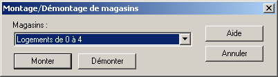 Boîte de dialogue Montage/Démontage Les logements 0 à 4 sont spécifiés.