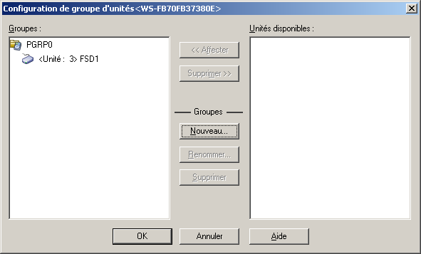 Configuration de groupe d'unités dans un environnement SAN