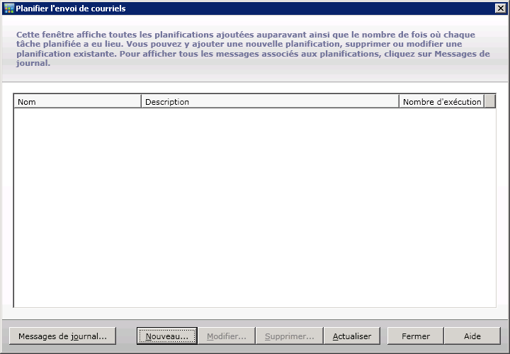 Gestionnaire des planifications de courriels
