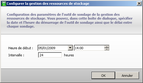 Configuration des paramètres de la gestion des ressources de stockage