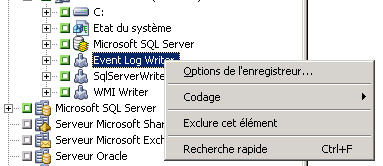 Cliquez avec le bouton droit de la souris sur l'enregistreur dans l'arborescence des sources et sélectionnez Options de l'enregistreur.