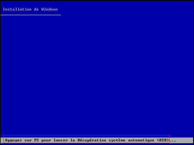 Appuyez sur F2 pour exécuter ASR