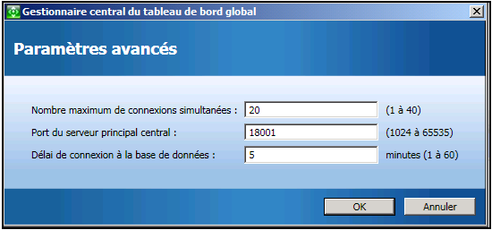 Gestionnaire central - Paramètres avancés