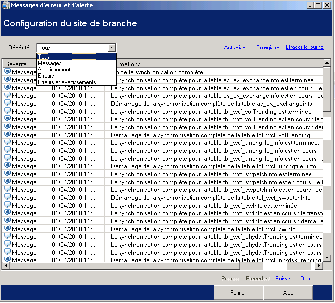 Gestionnaire de branches : Afficher plus d'infos